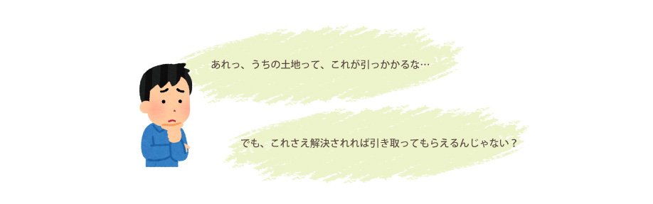 相続土地国庫帰属制度を利用する条件に引っかかる事を悩む男性のイラスト