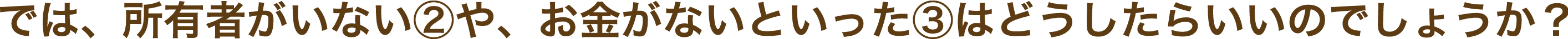 所有者がいない場合、お金がない場合はどうしたらいいのでしょうか？
